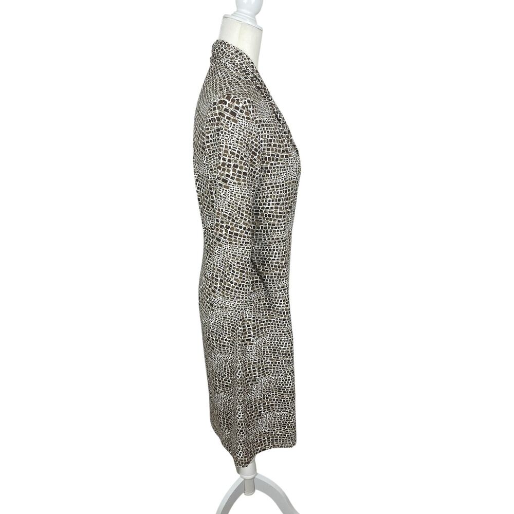 J.McLaughlin Catalina Cloth Savannah Panama Brown Cream Faux Wrap Dress Medium - Picture 7 of 14